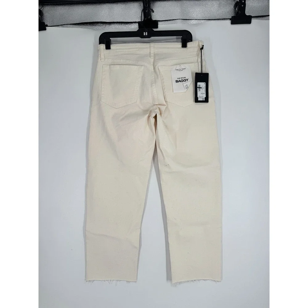 Rag & Bone Dylan Baggy Jeans Womens Size 27 Cream Straight Leg Wide Leg Relaxed